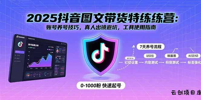 2025抖音图文带货特练营：账号养号技巧，真人出镜避坑，工具使用指南-云创项目库