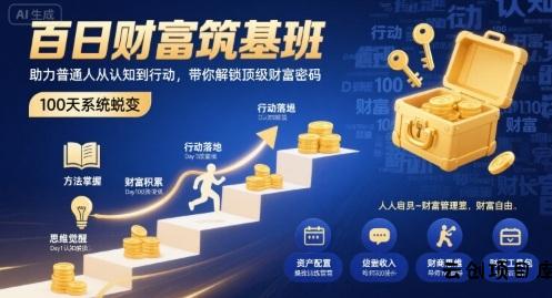 百日财富筑基班，助力普通人从认知到行动，带你解锁顶级财富密码-云创项目库
