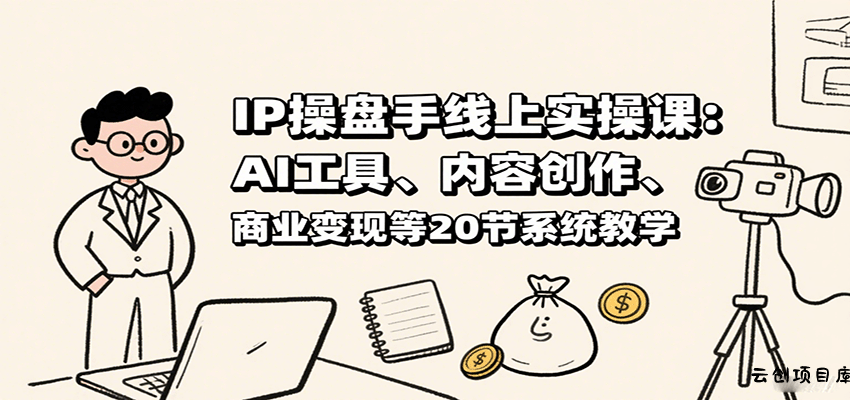 IP操盘手线上实操课：AI工具、内容创作、商业变现等20节系统教学-云创项目库