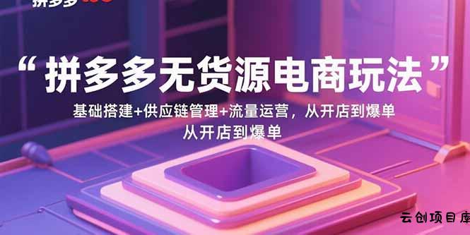 拼多多无货源电商玩法：基础搭建+供应链管理+流量运营，从开店到爆单-云创项目库