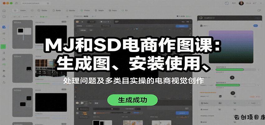 MJ和SD电商作图课：生成图、安装使用、处理问题及多类目实操的电商视觉创作-云创项目库