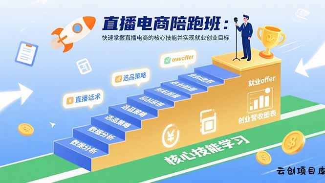 直播电商陪跑班：快速掌握直播电商的核心技能并实现就业/创业目标-云创项目库