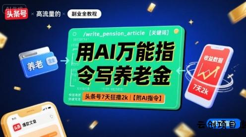 用AI万能指令写养老金，头条号7天狂撸2k【附AI指令】-云创项目库