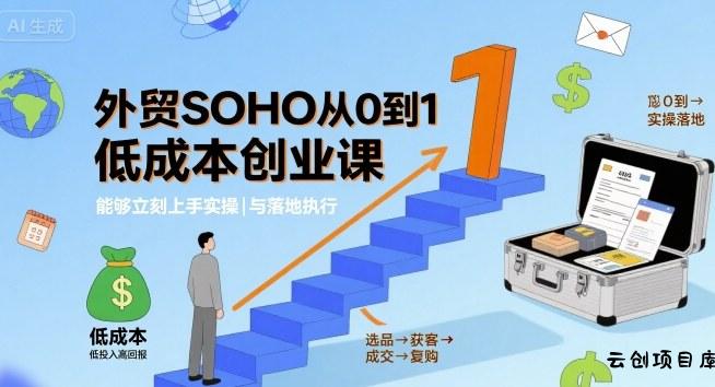 外贸SOHO从0到1低成本创业课，能够立刻上手实操与落地执行-云创项目库