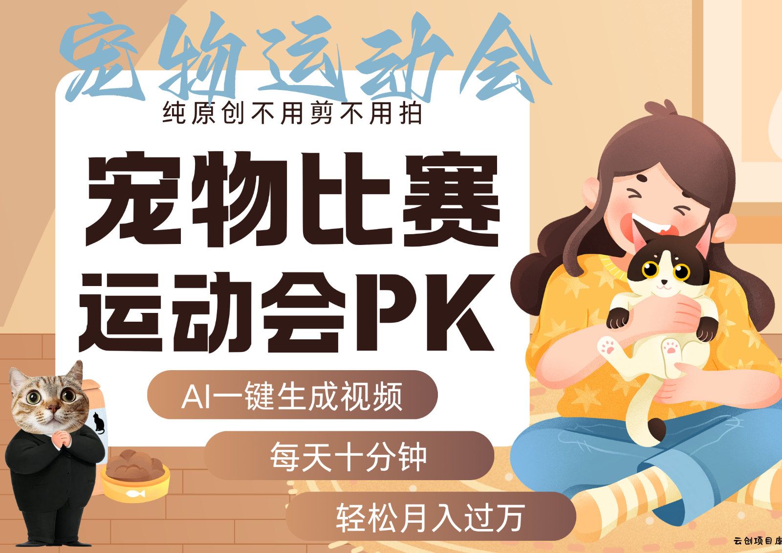 AI萌宠运动员跳水 射击 篮球 足球比赛 每天十分钟 附详细提示词文案库 代替做…-云创项目库