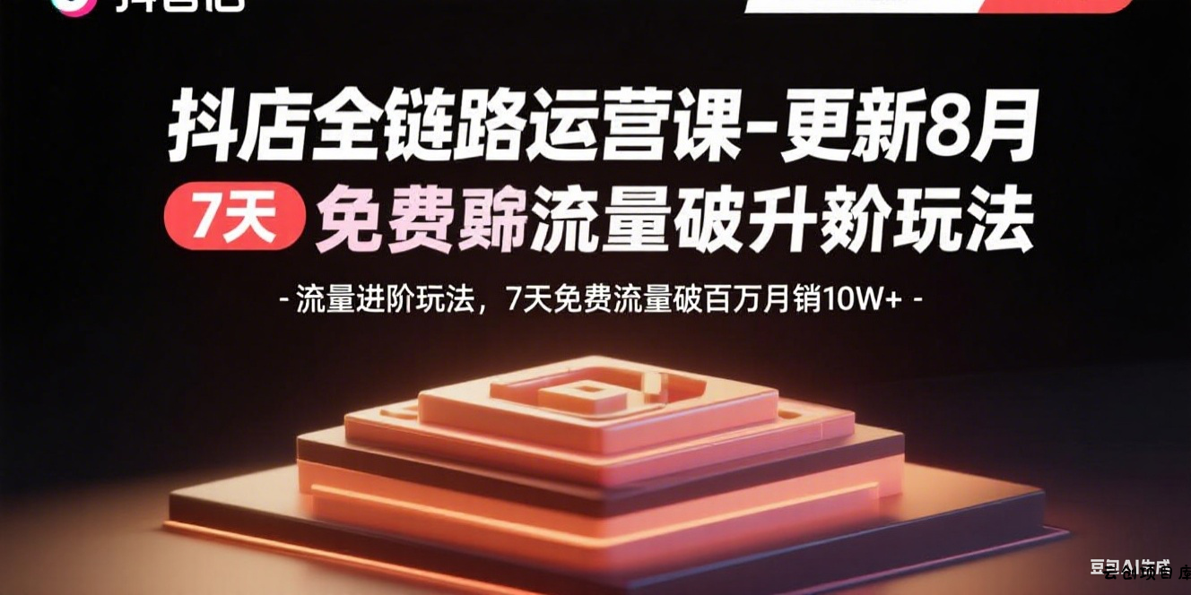 抖店全链路运营课-更新8月：流量进阶玩法，7天免费流量破百万月销10W+-云创项目库