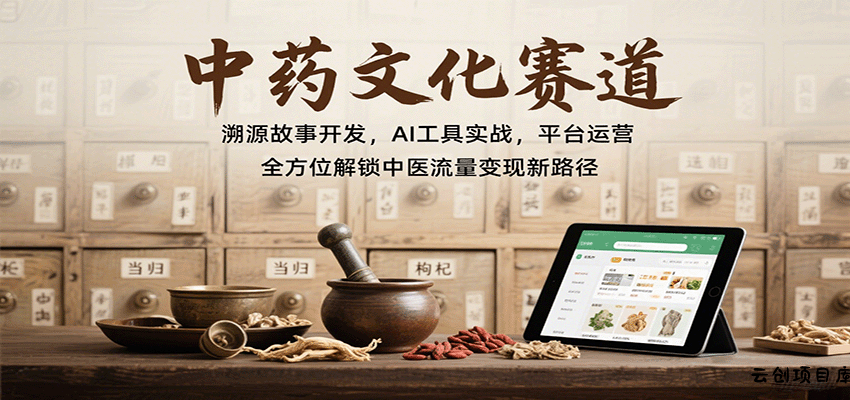 中药文化赛道：溯源故事开发，AI工具实战，平台运营，全方位解锁中医流量变现新路径-云创项目库