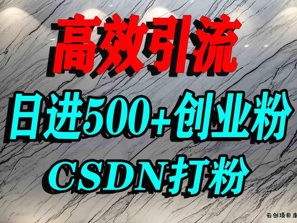 怎么打创业粉？CSDN又一个你不知道的打粉引流神秘平台，单人日引500+精准流量-云创项目库