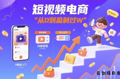 短视频电商：短视频变现从0到盈利过W-云创项目库