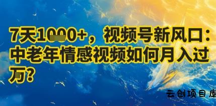 7天收益1k+，视频号新风口：中老年情感视频如何月入过W?-云创项目库