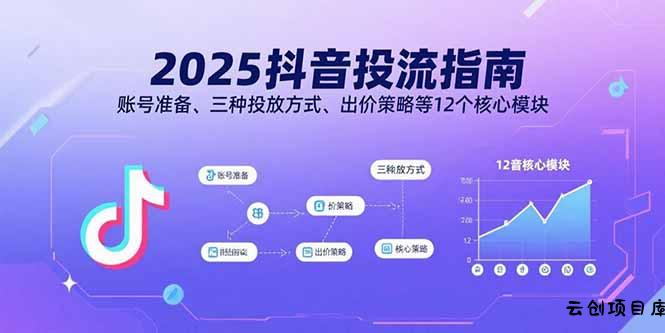 2025抖音投流指南，账号准备、三种投放方式、出价策略等12个核心模块-云创项目库