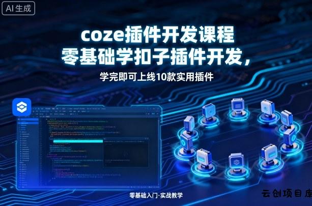 coze插件开发课程，零基础学扣子插件开发，学完即可上线10款实用插件-云创项目库