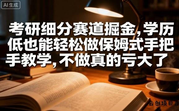 考研细分赛道掘金，日入1k+，学历低也能轻松做保姆式手把手教学，不做真的亏大了【揭秘】-云创项目库