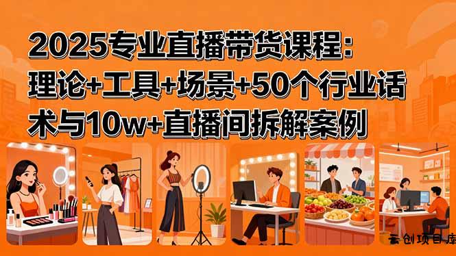 2025专业直播带货课程：理论+工具+场景+50个行业话术与10w+直播间拆解案例-云创项目库