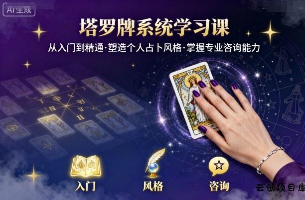 塔罗牌系统学习课，助你从入门到精通，塑造个人占卜风格，掌握专业咨询能力-云创项目库
