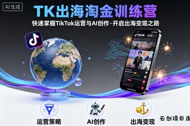 TK出海淘金训练营，助你快速掌握TikTok运营与AI创作，开启出海变现之路-云创项目库