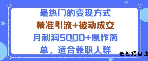 小众赛道玩法：当下最热门的变现方式，精准引流+被动成交月利润5k+操作简单，适合兼职人群-云创项目库