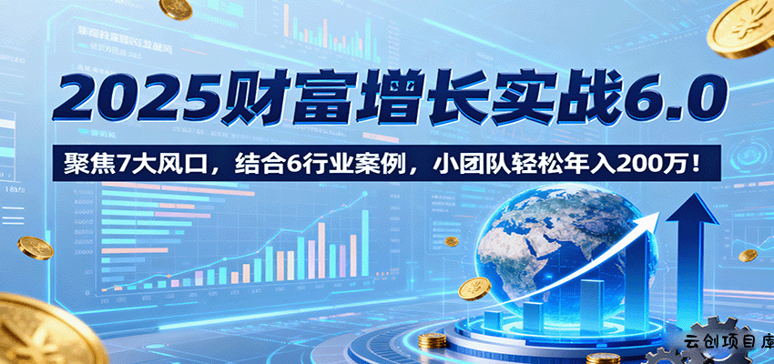 2025财富增长实战6.0，聚焦7大风口，结合6行业案例，小团队轻松年入200万！-云创项目库