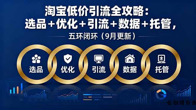 淘宝低价引流全攻略：选品＋优化＋引流＋数据＋托管，五环闭环(9月更新-云创项目库