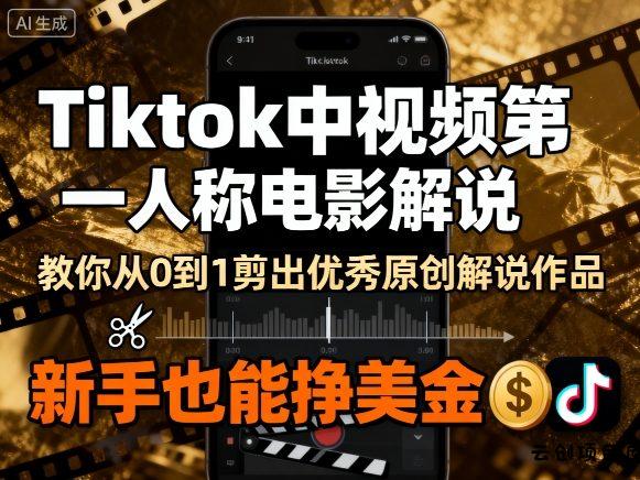 Tiktok中视频第一人称电影解说，教你从0到1剪出一个优秀的原创解说作品，新手也能挣美金-云创项目库