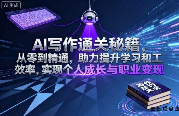AI写作通关秘籍，从零到精通，助力提升学习和工作效率，实现个人成长与职业变现-云创项目库