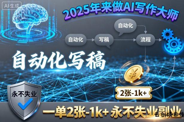 2025年来做AI写作大师，自动化写稿，一单2张-1k+，永不失业副业-云创项目库
