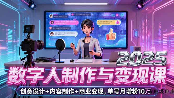 2025数字人制作与变现课，创意设计+内容制作+商业变现，单号月增粉10万+-云创项目库