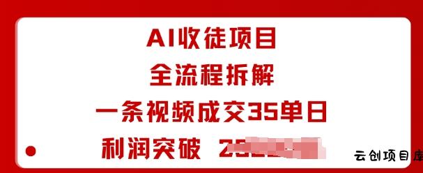 AI收徒项目全流程拆解一条视频成交35单日利润突破1k+-云创项目库