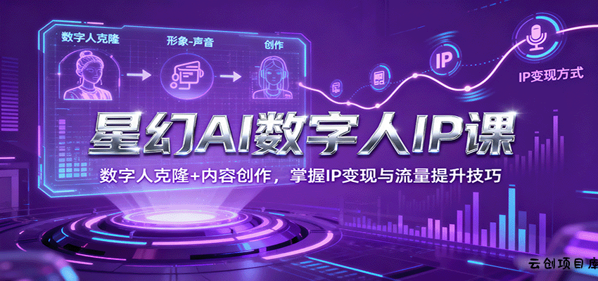 星幻AI数字人IP课，数字人克隆+内容创作，掌握IP变现与流量提升技巧-云创项目库