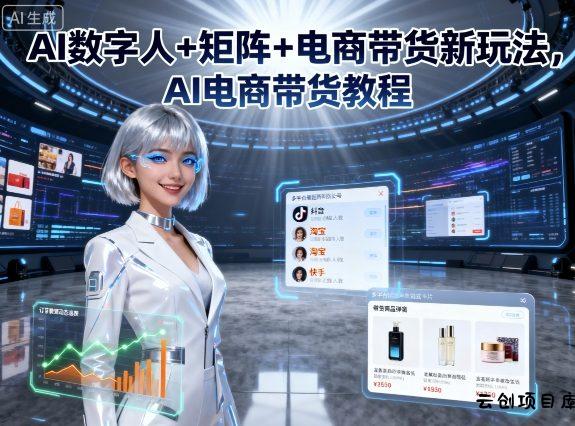 AI数字人+矩阵+电商带货新玩法，AI电商带货教程-云创项目库