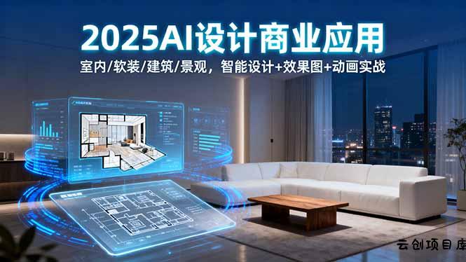 2025AI设计商业应用：室内/软装/建筑/景观，智能设计+效果图+动画实战-云创项目库