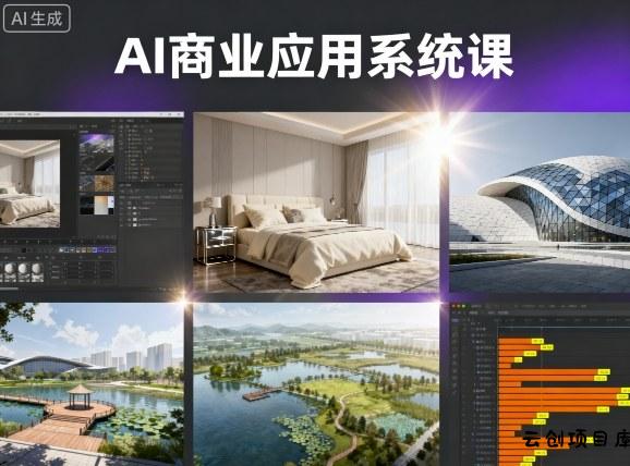 AI商业应用系统课，室内-软装-建筑-景观，智能设计+效果图+动画画实战-云创项目库