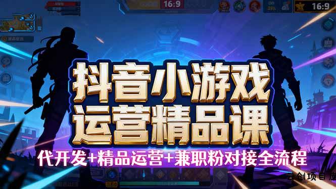 【抖音小游戏精品运营课】小白也可以操作，从0开始学小游戏运营，操作…-云创项目库