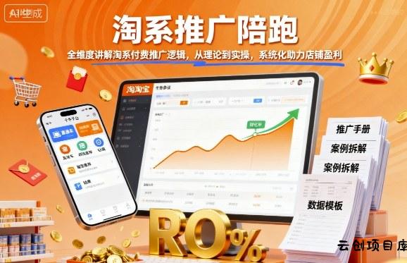 淘系推广陪跑，全维度讲解淘系付费推广逻辑，从理论到实操，系统化助力店铺盈利-云创项目库