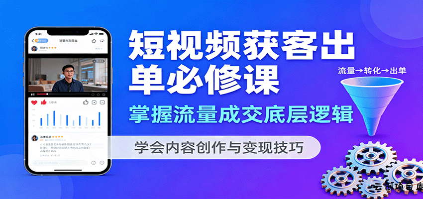 短视频获客出单必修课：掌握流量成交底层逻辑，学会内容创作与变现技巧-云创项目库