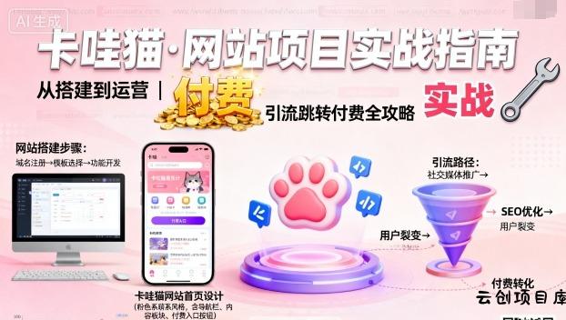 卡哇猫·网站项目，网站搭建与运营以及引流跳转付费-云创项目库