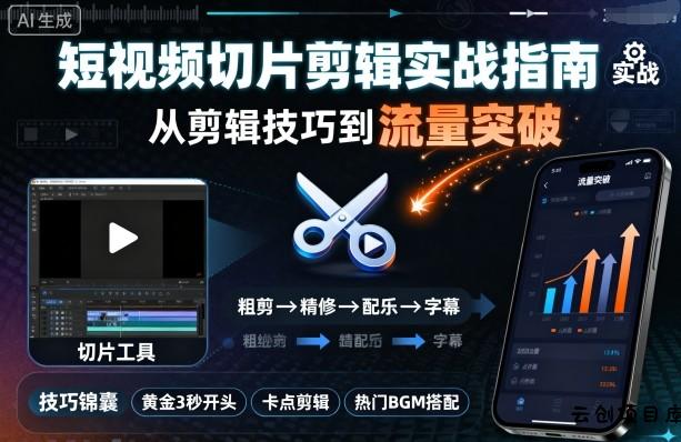 短视频切片剪辑实战指南，从剪辑技巧到流量突破-云创项目库