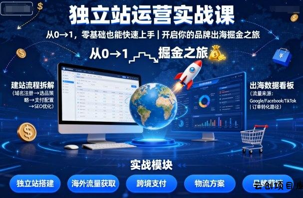 独立站运营实战课，​从0到1，零基础也能快速上手，开启你的品牌出海掘金之旅-云创项目库