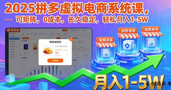 2025拼多多虚拟电商系统课，可矩阵，0成本，长久稳定，轻松月入1-5W-云创项目库