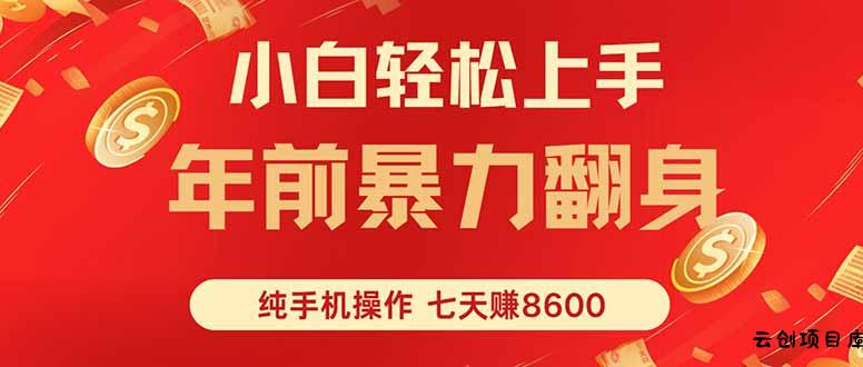 七天狂赚8600，小白纯手机操作，日入1000+-云创项目库