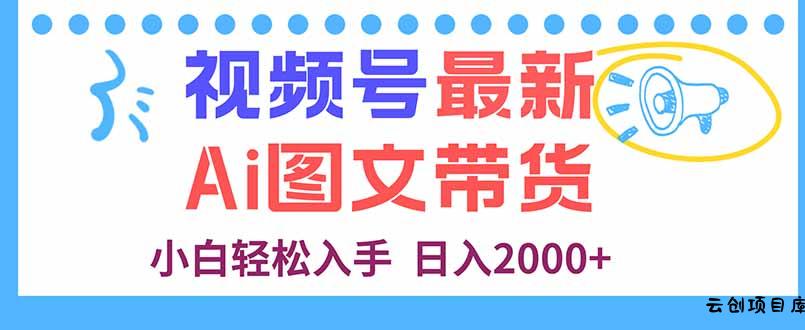 视频号最新AI图文带货，每天几分钟，小白轻松入手，日入2000+-云创项目库