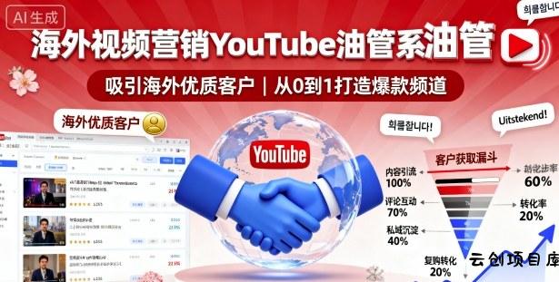 海外视频营销YouTube油管系列课程，吸引海外优质客户-云创项目库