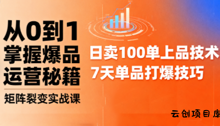 抖音小店爆品打造与矩阵裂变实战课-云创项目库