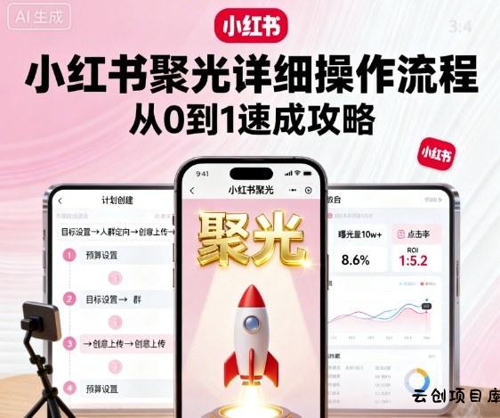 小红书聚光详细操作流程，小红书聚光从0到1速成攻略-云创项目库