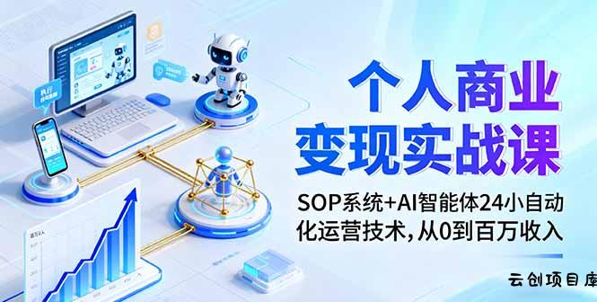 个人商业变现实战课：SOP系统+AI智能体24小自动化运营技术，从0到百万收入-云创项目库