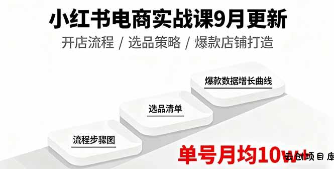小红书电商实战课9月更新，开店流程/选品策略/爆款店铺打造，单号月均10w+-云创项目库