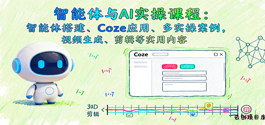 智能体与AI实操课程：智能体搭建、Coze应用、多实操案例，视频生成、剪辑等实用内容-云创项目库