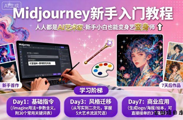midjourney新手入门教程：人人都是AI艺术家，新手小白也能变身艺术大师-云创项目库