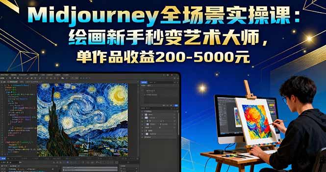 Midjourney全场景实操课：绘画新手秒变艺术大师，单作品收益200-5000元-云创项目库