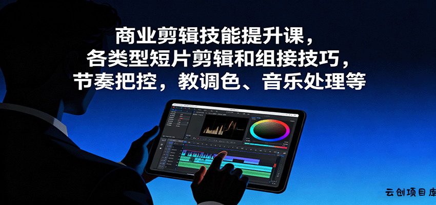 商业剪辑技能提升课，各类型短片剪辑和组接技巧，节奏把控，教调色、音乐处理等-云创项目库